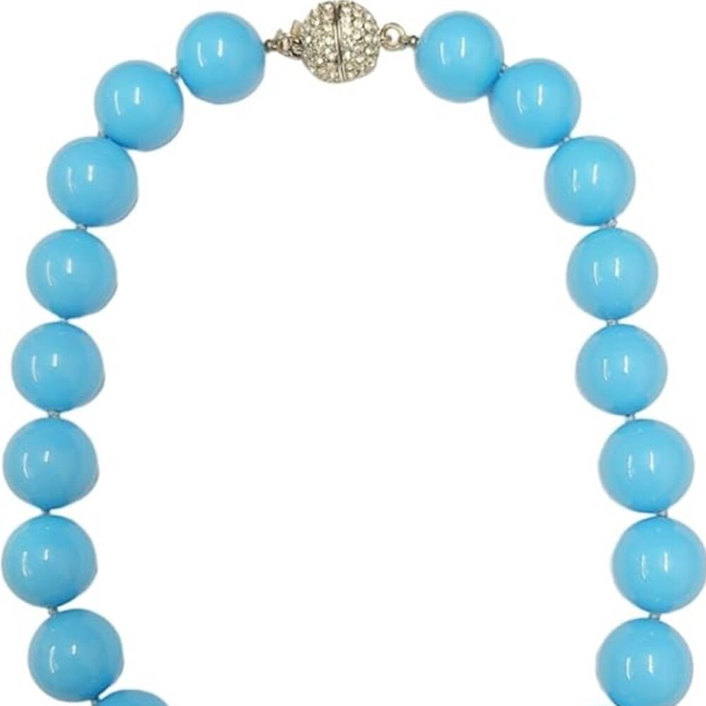 Kenneth Jay Lane,  Turquoise Bead Necklace With Pave Crystal Clasp